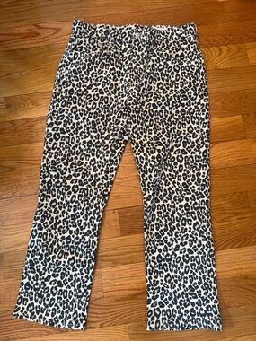 Zara. Leopard Print Straight Leg denim Pants